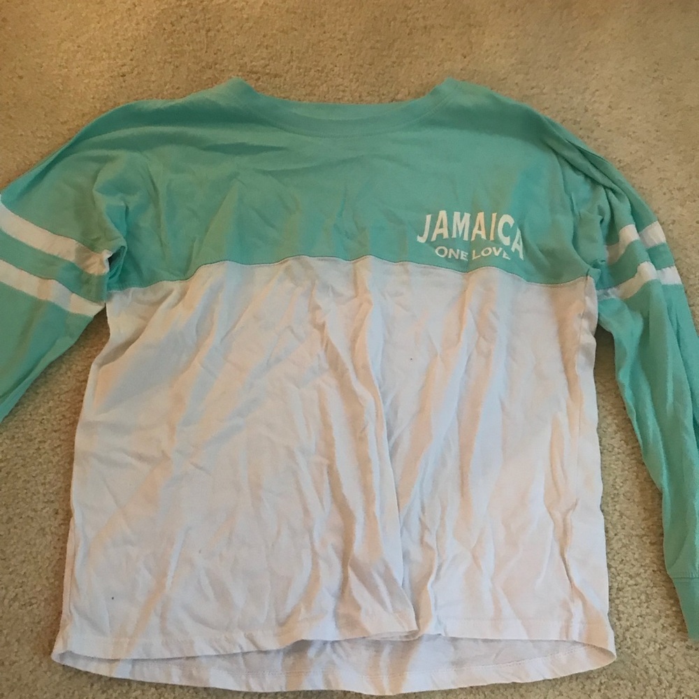 Aqua and white sporty long sleeve